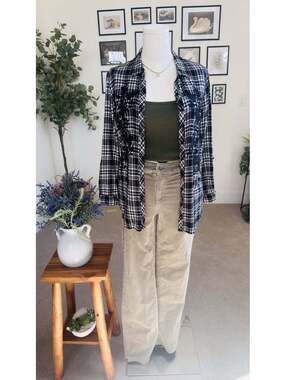 Westport 1962 Black Plaid Floral Embroidered Size M